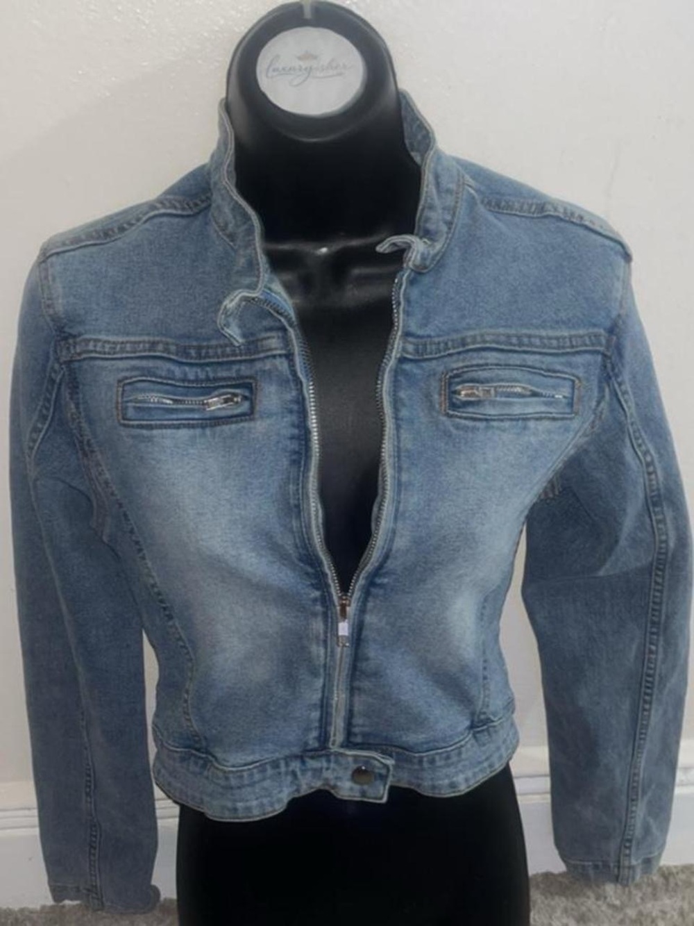 Women's Light Blue Denim Zip-Front Jacket